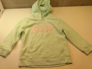 GIRLS GAP HOODIE PULL OVER S(6-7) MINT GREEN KANGAROO POUCH PINK EMBROIDERED - Picture 1 of 12