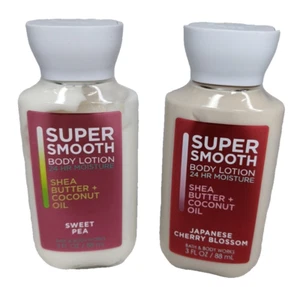 2 Bath & Body Works Super Smooth  Body Lotions Sweet Pea Cherry Blossom 3 fl oz - Picture 1 of 2