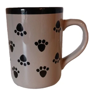 Dog Paw Print Pattern - Tan Heavy Ceramic Coffee Mug 20oz For Dog Lovers - Picture 1 of 13
