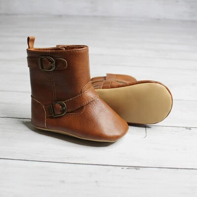 Botines de invierno antiguos azul marino para bebé niña zapatos de cuna 6-12 meses hebillas Foto 1 de 4