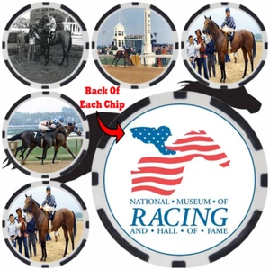 RIVA RIDGE - HORSE RACING HALL OF FAME - RACE HORSE - POKER CHIP SET (5) - Picture 1 of 2