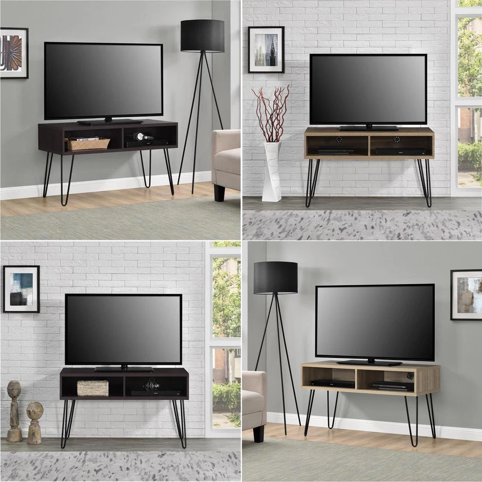 Dorel Owen Retro TV Stand Rustic Wood Metal Table With Storage Shelves Up To 42" - Image 1 of 1