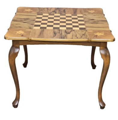 Schild Intarsia Walnut & Marquetry Top Games Table Checkers & Chess Made Germany - Image 1 of 4