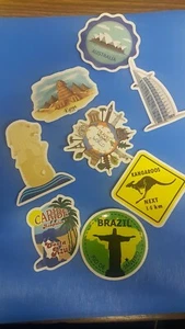 8 of fun travel country style Themed Stickers For Laptop, Suitcase Folder Etc - Picture 1 of 1