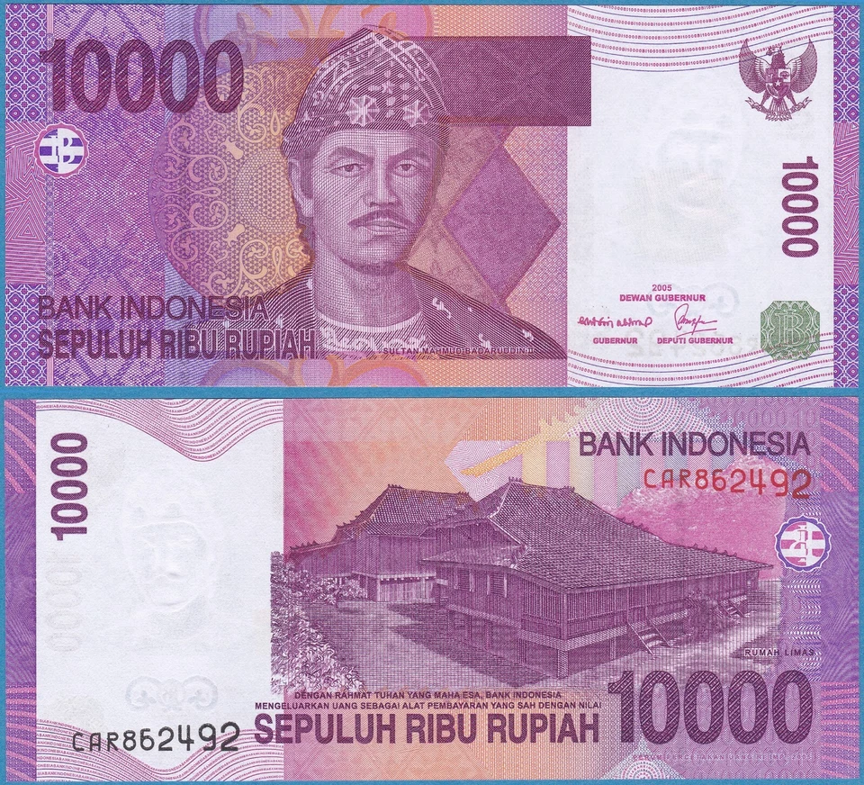 Indonesia 2005 10000 Rupiah traditional house P-143a GEM UNC - US-Seller - Image 1 of 1