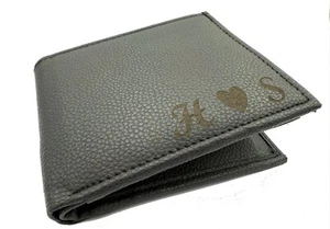 Wallet Mens Engraved leather Black Personalised boyfriend dad fathers day son - Picture 1 of 12