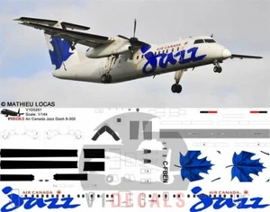 V1 Decals DeHavilland Dash 8-300 Air Canada Jazz for 1/72 Hobbycraft Model Kit - Picture 1 of 8