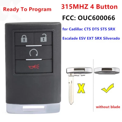 Smart Key 4 Button Remote Fob for Cadillac Escalade ESV EXT 2007-2014 OUC600066 - Imagem 1 de 4