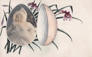 Cartolina fotografica pasquale ritratto bambina bimba bella vintage RPPC - Foto 1 di 2