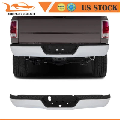 Rear Bumper for 2009-2018 Dodge RAM 1500 W/O Sensor & Dual Exhaust Chrome Steel Foto 1 de 4