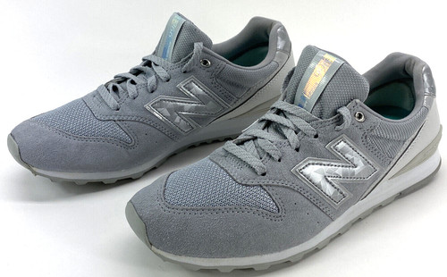 New Balance 996 donna taglia 9 5 D grigio scamosciato argento etichetta iridescente passeggio