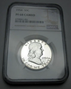 1954 Franklin Silver Half Dollar PF 68 CAMEO NGC - Picture 1 of 2
