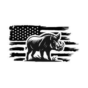 Adesivo decalcomania bandiera americana invecchiata caccia cinghiale cacciatore maiale - Foto 1 di 3