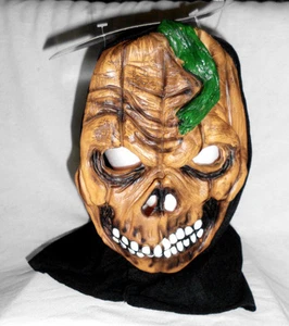 Halloween Mask Adult Grisly Ghoul NWT MultiColor Rubber Black Fabric Back NecK - Picture 1 of 12