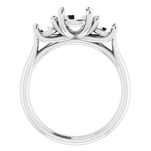 Anello donna tondo personalizzato 7mm/5mm fidanzamento 3 pietre semi montaggio platino - Foto 1 di 7