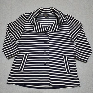 Pendleton Coat Swing Women’s M Lightweight 3/4 Sleeve Blue White Stripe Button - Picture 1 of 10