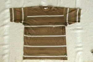 Vintage 1970's Hang Ten Striped Shirt Brown Large L - Picture 1 of 10