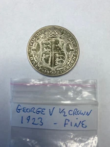 George V 1/2 Crown, 1923, Coin, 0.500 Silver, Fine, Ref V232 - SALE - Picture 1 of 2