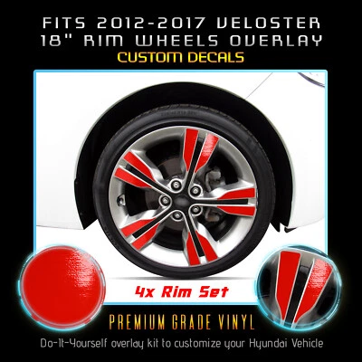 For 2012-2017 Hyundai Veloster 18" Wheel Rims x4 Accent Decals - Glossy Matte - Image 1 of 4