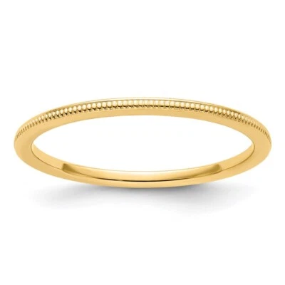 14K Yellow Gold 1.2mm Milgrain Stackable Band Ring Gift for Women Size 6.5 - Image 1 of 4