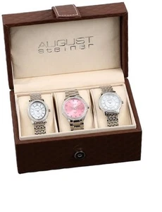August Steiner Damen schillernder Diamant Schweizer Quarz 3 Uhr Set UVP 795 $ - Bild 1 von 1