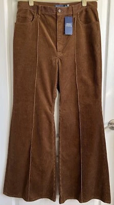 Nuevo con etiquetas Polo Ralph Lauren Mujer Marrón Cacao Pintucked Pana Acampanado Pantalón Talla 12 Foto 1 de 4