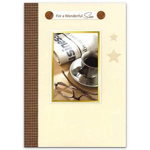 Sincere HAPPY BIRTHDAY Card FOR SON, Coffee Newspaper by Designer Greetings +✉ - Picture 1 of 4
