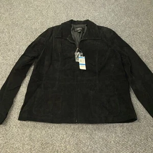 Style & Co Suede Jacket Womens XL Black Leather Zip Up Lined NWT - Picture 1 of 13
