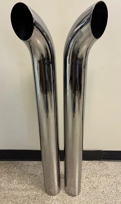 Chrome Stacks 4 Inch Curved Pipe 4"X40” Chrome Exhaust (Pair) Free Shipping!! - Image 1 of 4
