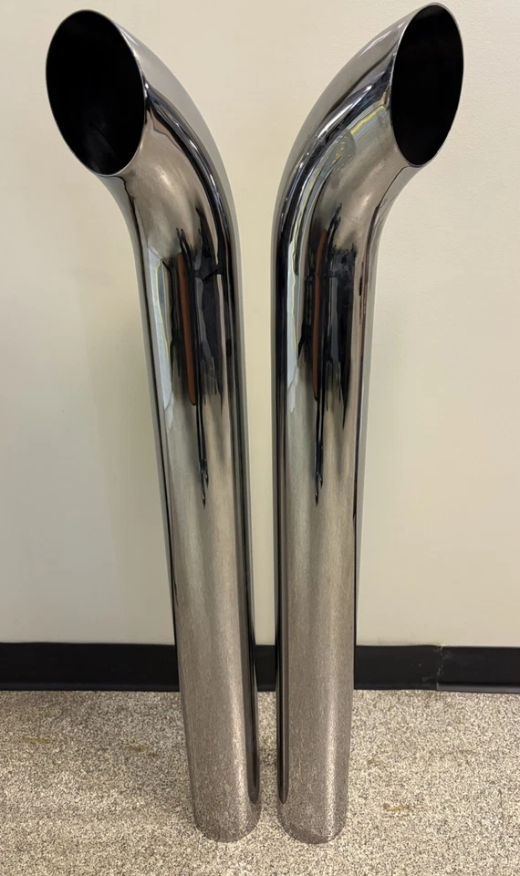 Pilas cromadas tubo curvo de 4 pulgadas escape cromado de 4"X40” (par) ¡Envío gratuito!! Foto 1 de 4