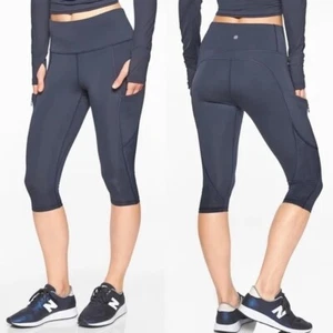 Athleta All In Crop Navy Small Leggings. LightWeight and Breathable Fabric - Picture 1 of 11