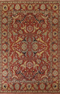 Rust Heriz Serapi Indian Hand-Knotted Area Rug for Living Room 9x12 ft - Picture 1 of 22