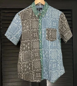 Reyn Spooner Hawaiian Button Up Shirt Mens M Bandana Colorblock Print Pattern - Picture 1 of 6