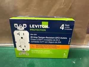 Leviton GFNTR2-4W 20A 125V Tamper-Resist GFCI Outlet - White(4-Pack) (E10044622) - Picture 1 of 3