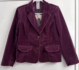 Vintage Y2K Burgundy Velvet Velour Jacket Blazer Size M Grunge Goth NWT - Picture 1 of 4