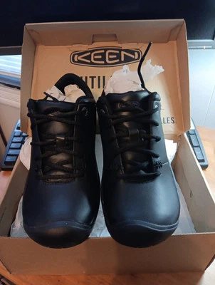 Zapatos de trabajo Keen PTC Oxford con cordones antideslizantes de cuero negro talla 8 para mujer Foto 1 de 4