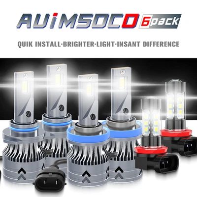 6x Combo LED Headlight Hi/Lo Beam Fog Light Bulbs Kit For GMC Terrain 2010-2018 - Image 1 of 4