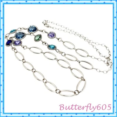 Collar largo de plata Brighton Joyful azul púrpura verde cristal Foto 1 de 3
