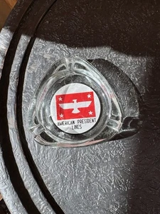 Cenicero de vidrio American President Lines de colección rojo pájaro estrella gráfico bandera decoración - Imagen 1 de 8