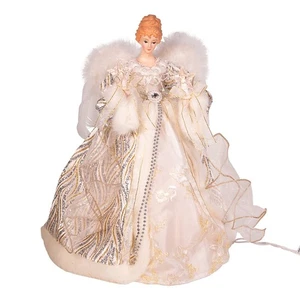 Kurt S. Adler UL 10 14-Inch Lighted Gold and Silver Angel Tree Topper, White - Picture 1 of 12