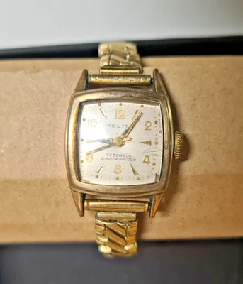 Original Helm Damenuhr 17 Jewels Shockproof Walzgolddouble 20mikron; ungeprüft - Bild 1 von 3