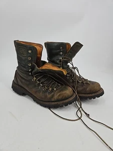 Vintage Herman Survivor Mans dunkelgrüne Leder Kampfstiefel Größe 8 - Bild 1 von 21