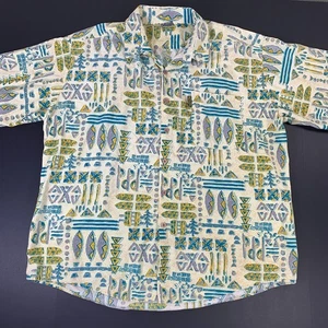 Vintage Local Motion Hawaiian Shirt Men's XL Relaxed Tribal Abstract Polynesian - Picture 1 of 8
