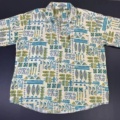 Vintage Local Motion Hawaiian Shirt Men's XL Relaxed Tribal Abstract Polynesian - Image 1 of 4