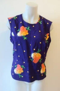 WOMENS MARC JACOBS 100% SILK PURPLE FLORAL SLEEVELESS TOP SZ 8 * - Picture 1 of 8