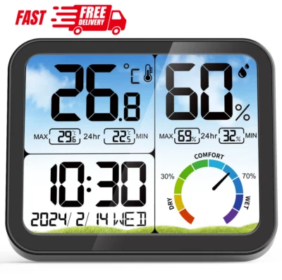 Digital Room Thermometer Hygrometer Monitor Temperature & Humidity Meter 5.8inch - Image 1 of 4