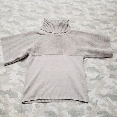Suéter BCBG Paris Para Mujer Gris Medio Manga Corta Cuello Tortuga Pull Over Foto 1 de 4
