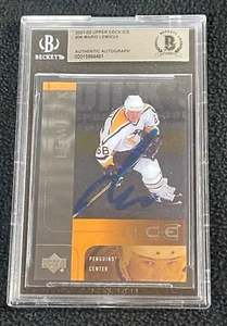 Carta ghiaccio mazzo superiore firmata Mario Lemieux 2001/02 #36 pinguini certificati Beckett - Foto 1 di 2