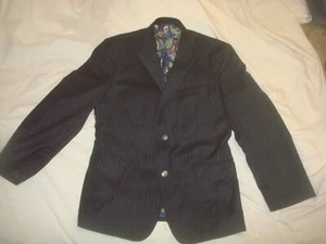 Chaqueta Blazer Abrigo Deportivo de Lana a Rayas Azul Marino Oscuro Robert Graham 44 Para Hombre - Imagen 1 de 12