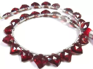 Natural Red Mozambique Garnet Beads 8"Strand Fancy Heart Faceted Beads LC-1731 - Picture 1 of 10